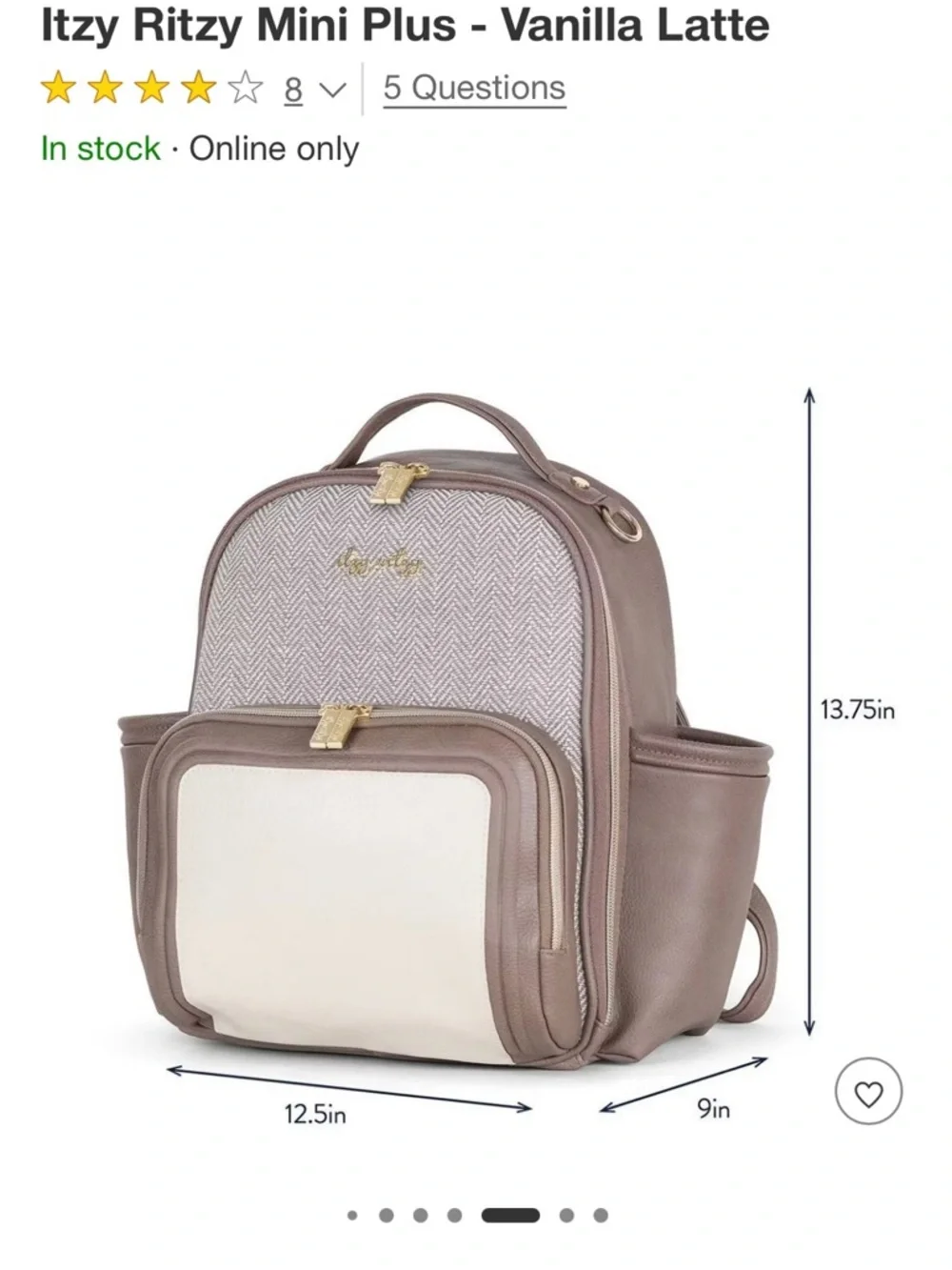 Light Brown and Cream Backpack with Gold Hardware